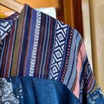 Hailey & Co. Colorful Floral Long Sleeve Blouse Teal Blue Size Medium Oversized Photo 2