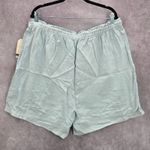 Wonderly  Blue Pullon Ruffle Linen Relaxed Pants Shorts Plus 2X Photo 1