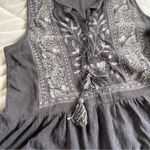 Lucky Brand  Charcoal Embroidered Blouse Photo 3
