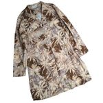 Coldwater Creek Vtg Y2K Beige Brown Linen Blend Botanical Leaf Longline Jacket S Photo 0