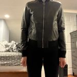 EXPRESS Leather Bomber Jacket Photo 2