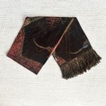 Pazuki London Made In London Floral Patchwork Fringe Trim Long Silk Velvet Scarf Red Photo 5