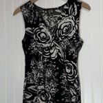 Susan Lawrence Petite Floral Sleeveless Blouse Black V-Neck Size L Photo 0