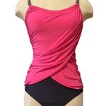 Aqua Green  Swimsuit Pink Black One Piece Ruching S Small New Photo 0