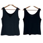 Reversible Tank Top Womens Large‎ Black White Polka Dot Solid Sleeveless V Photo 1