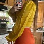 SheIn Mustard silk top Photo 9