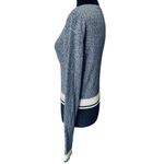 Prince And Fox Blue Yellow Colorblock Cropped Striped Long Sleeve Stretch Sweater Photo 3