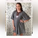 THML tweed mini dress faux leather a-line pockets short puff sleeve office Photo 9