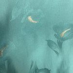 Vintage Abvien Size M Silk Bomber Jacket Green Metallic Gold Floral Full Zip 80s Size M Photo 5