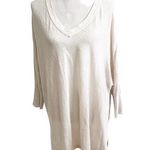 Garnet Hill Women’s 100% Organic Linen Tunic Size Medium V- Neck Light Beige Photo 0