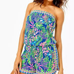 Lilly Pulitzer Rikki strapless tropical floral tiger print romper womens size XL Photo 0