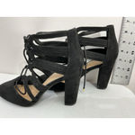 Womans Christian Siriano Ankle shoe 6.5 Black Strappy Tie Block Heel Photo 3