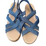 Bzees  Ritz Sparkle Machine Washable Cork Wedge Sandal Blue Photo 2