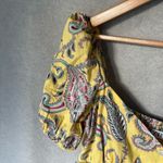 ZARA  Midi Dress Size M Yellow Paisley Smocked Puff Sleeve Cottagecore Garden Photo 5