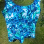 Sporti Aquarelle Palm Chlorine Resistant Scoop Back One Piece Swimsuit size 16 Blue Photo 11