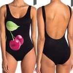 ONIA Kelly 1 Piece Swimsuit Black with Cherry graphic Small 🆕 Photo 1