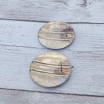 Vintage Earrings for Pierced Ears Red Circle with Gold Tone Stripes 1" Photo 3