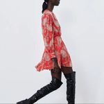 ZARA New PAISLEY PRINTED SHORT DRESS RED WOMENS SIZE M Photo 2