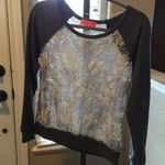 Soul Cake  Grey Floral Long Sleeve Top size Medium Photo 4