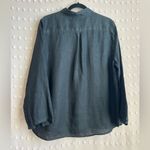 Garnet Hill  100% Linen Long Sleeve Button Up Sz 14 Black Photo 1