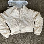 No Comment Cream Bomber Jacket with Quilted Design and High Collar Photo 1