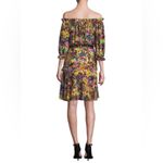 Saloni Grace Mini Dress in Golden‎ Elixir Off Shoulder Colorful Splatter Floral Black Size 2 Photo 2