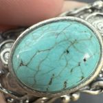 Vintage Turquoise Silver Tone Stretch Ring Big Comfortable Ring Photo 14