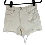 We The Free  White Distressed Denim Shorts Raw Hem Casual High‎ Rise Size 27 Photo 0
