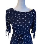 Talbots  Women's Navy Polka Dot A-Line Midi Dress Size S Casual Photo 2