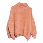 Free People  Oasis Oversized Tunic Sweater Chunky Knit Pink Fuzzy Photo 3