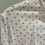 Uniqlo  white button down top with purple geometric detail EUC Photo 2