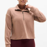 Athleta  M Seasoft Quarter Zip Sweater Auburn Brown Medium Photo 0