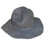 H&M Divided Straw Floppy Straw Sun Hat Large 58 Wide Brim 3.5" Beach Holiday Black Photo 3