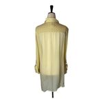 Chico's  Shirt Women 2X Yellow Embroidered Mix Maya Asymmetric Button‎ Down Flowy Photo 3