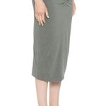 James Perse Brushed Jersey Skirt Gray Ruched Midi Skirt Size 1 Casual Chic Photo 0