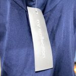 Ny Collection  Blue Tie Front Bib Collar Blouse Photo 4