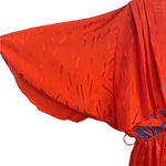 Vintage 70s 80s Red Flutter batwing Sleeve blouse geometric print party dress Size XL Photo 3