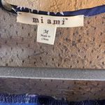 Miami Blue and White Ruffled Floral dress flowy faux wrap flutter sleeve Photo 1