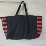 Victoria's Secret  Sequin Lip Zip Shoulder Tote Weekend Duffle Gym Black Bag Photo 3