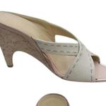 Donald Pliner Ivory Leather Wedge Shoe Cork Heel Sandal Slide Toe Rand $375 NIB Gold Size 8.5 Photo 2