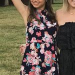 fab'rik  floral print navy blue halter romper Photo 0