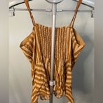 Sage Striped mustard and White Women's tank Top size medium Photo 3