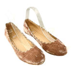 Chloé Chloe Lauren Ballet Flats Scalloped Crushed Velvet Leather Tan Rose Size 37 Photo 0