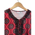 kim rogers Tunic Size Small Round Neck Womens Red Black Floral Pattern Photo 3