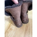 UGG  Womens Bailey Button Metallic Logo Brown Sheepskin Ankle‎ Snow Boots Size 7 Photo 1