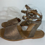 Garnet Hill  Metallic Gold Leather Strappy Sandals Size 37/6.5 Made In Italy Photo 0