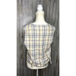 Vintage Silk Exchange Plaid Vest Women's Medium‎ Cream/Blue Button Photo 2