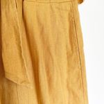 Greylin  Anthropologie Yellow Gold Tied Linen Cropped Wide Leg Jumpsuit Small Photo 9