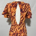 Topshop New Zebra Print Ruffle Sleeve Cutout Back Midi Dress Orange Multi Size 2 Photo 11