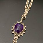 Vintage Handcrafted 925 Sterling Silver Amethyst Cabochon Pendant 18” Necklace Purple Photo 4